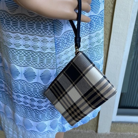 Coach Corner Zip Wristlet With Garden Plaid Print - Picture 15 of 15